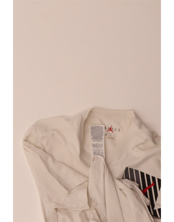 JORDAN Mens Graphic T-Shirt Top Medium Off White Cotton Vintage Jordan and Second-Hand Jordan from Messina Hembry 