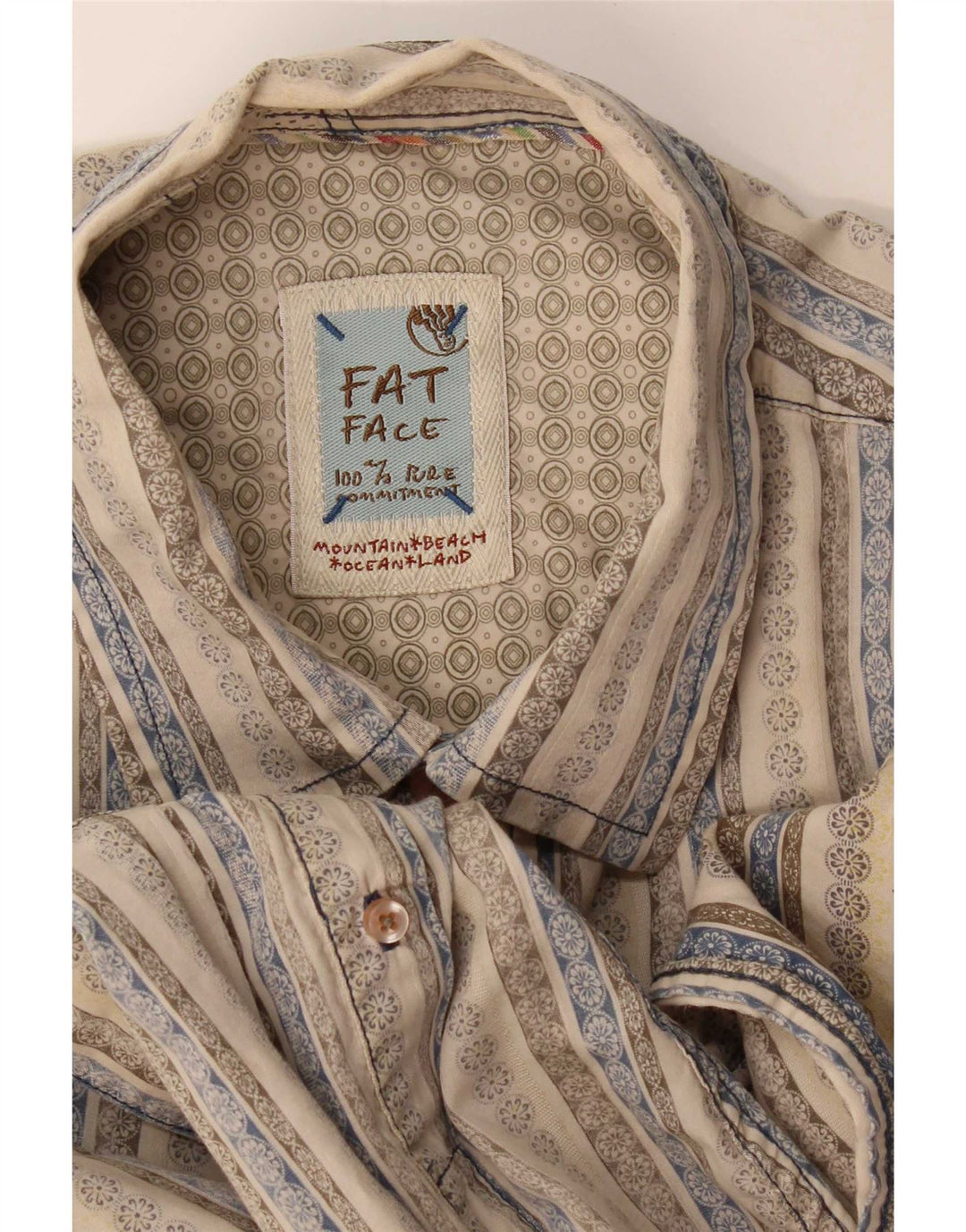 Fat Face herreskjorte stor beige stribet bomuld