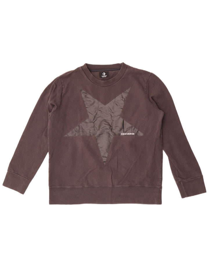 Converse Graphic Sweatshirt Jumper UK 16 Stor Grå Bomuld