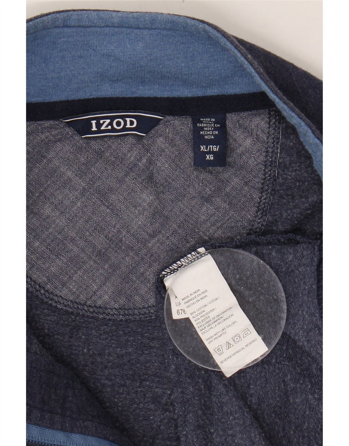IZOD Mens Zip Neck Sweatshirt Jumper XL Navy Blue Cotton Vintage Izod and Second-Hand Izod from Messina Hembry 