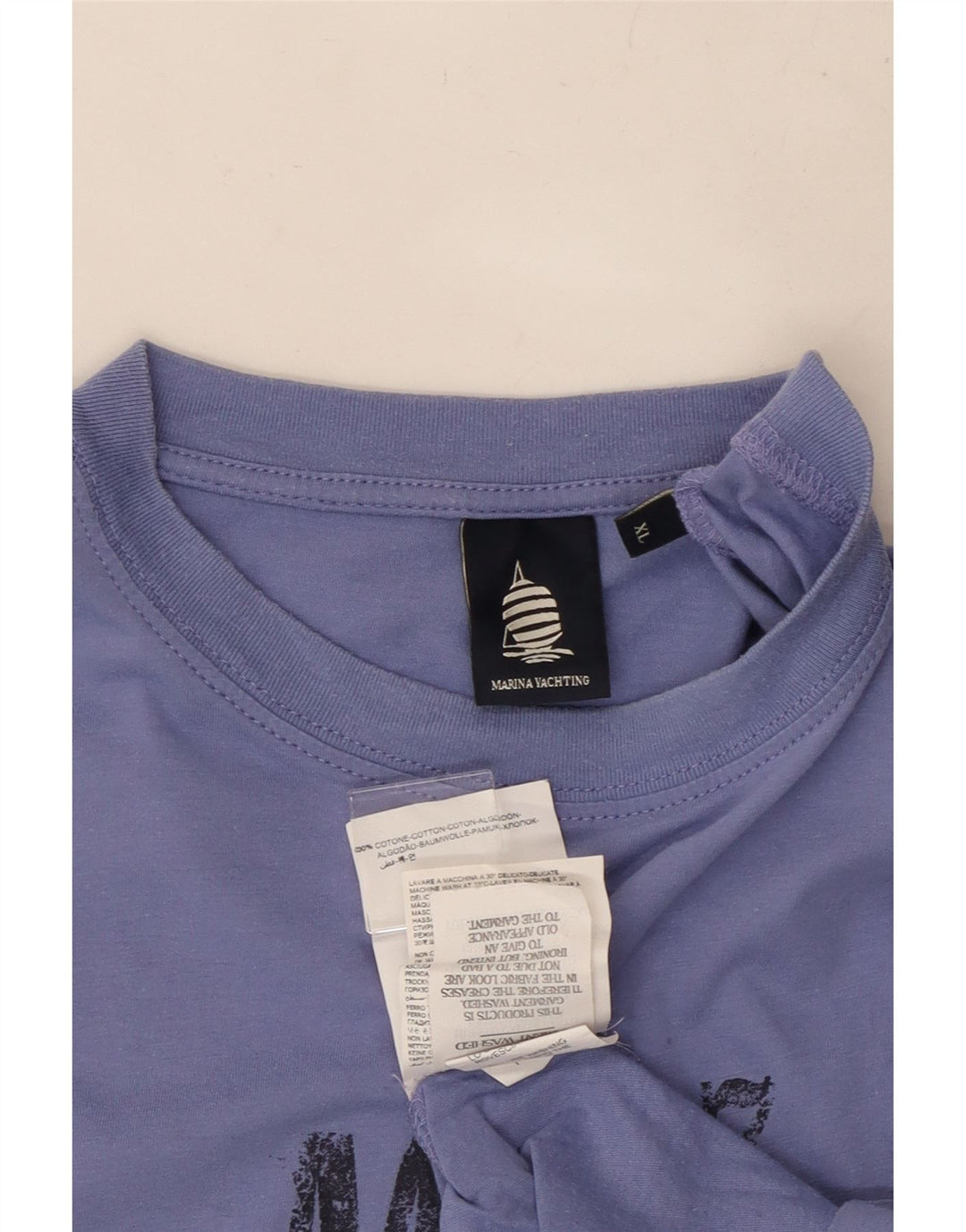 MARINA YACHTING Herre Grafisk T-Shirt Top XL Blå Bomuld