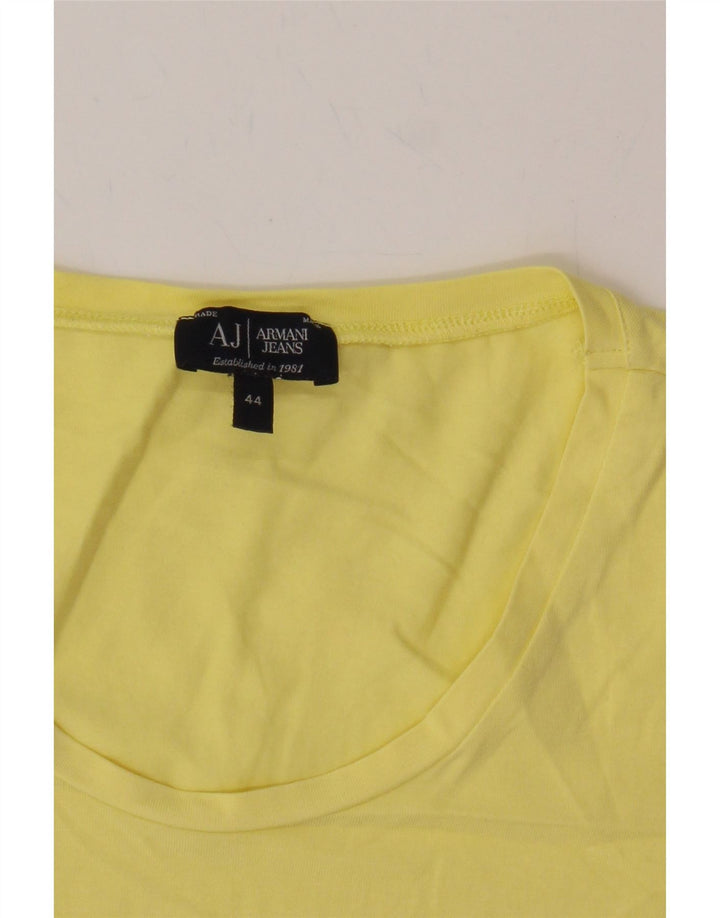 ARMANI JEANS Womens Graphic T-Shirt Top IT 44 Medium Yellow Cotton Vintage Armani Jeans and Second-Hand Armani Jeans from Messina Hembry 