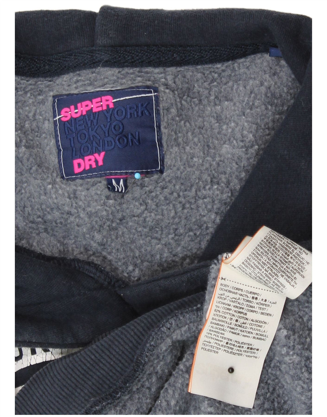 Superdry Graphic Oversized Hoodie Jumper UK 14 Medium Navy Blue