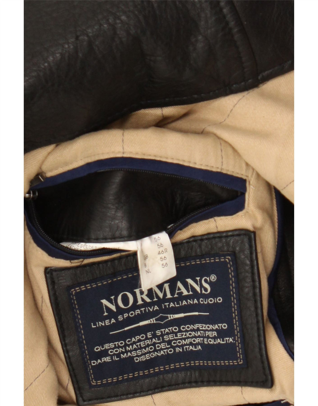 VINTAGE Herre Læderjakke UK 46 3XL Sort Læder