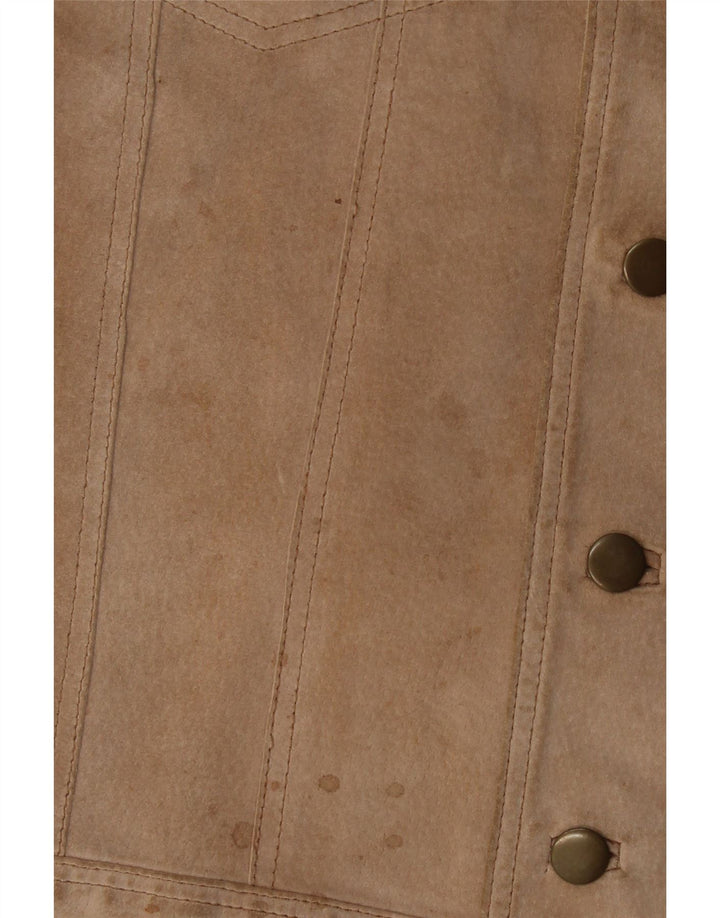 NANI BON Herre Bomber Ruskindsjakke UK 38 Medium Beige Læder