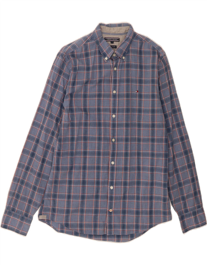 TOMMY HILFIGER Mens New York Fit Shirt Medium Blue Check Cotton Vintage Tommy Hilfiger and Second-Hand Tommy Hilfiger from Messina Hembry 