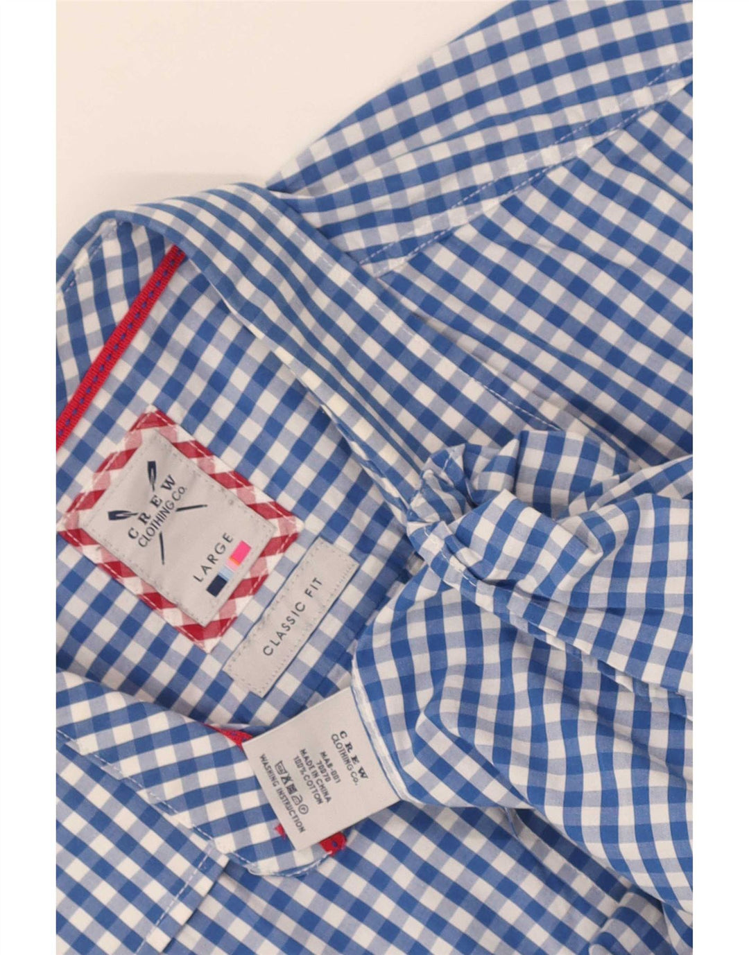 Crew Clothing Herre Classic Fit Shirt Large Blue Gingham Cotton