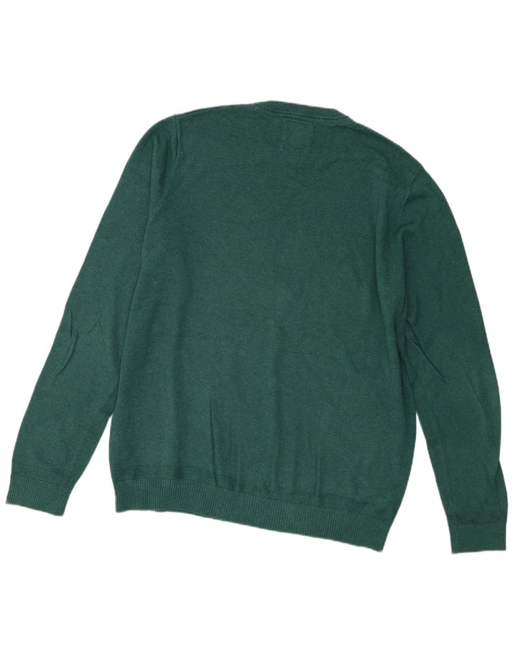 Fat Face Herre Regular Fit Crew Neck Jumper Sweater Stor grøn bomuld