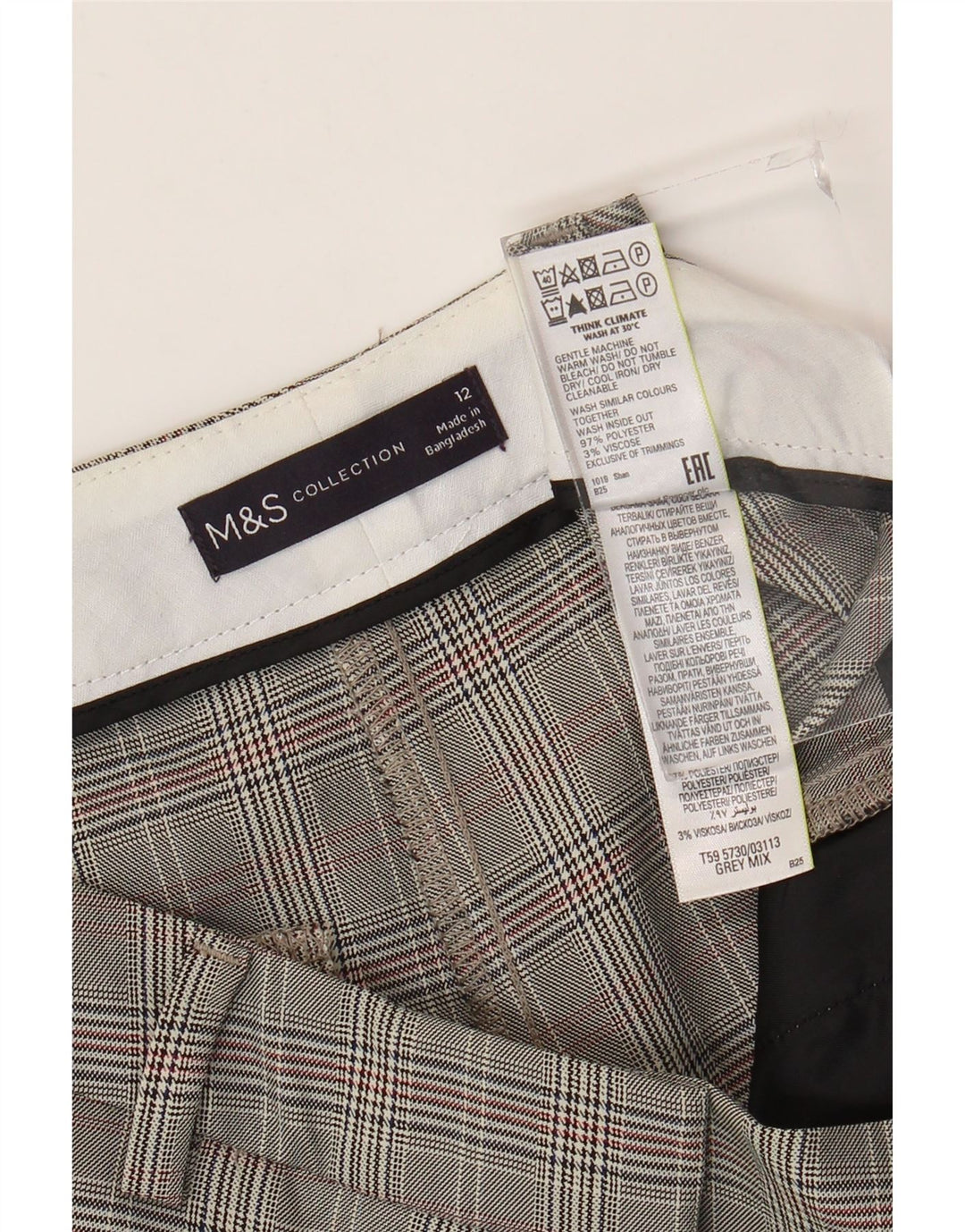 Marks & Spencer Chinobukser til kvinder UK 12 Medium W32 L33 Grå Houndstooth