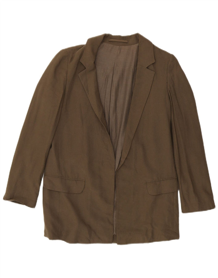 All Saints Womens Open Blazer Jacket UK 8 Small Khaki Viscose