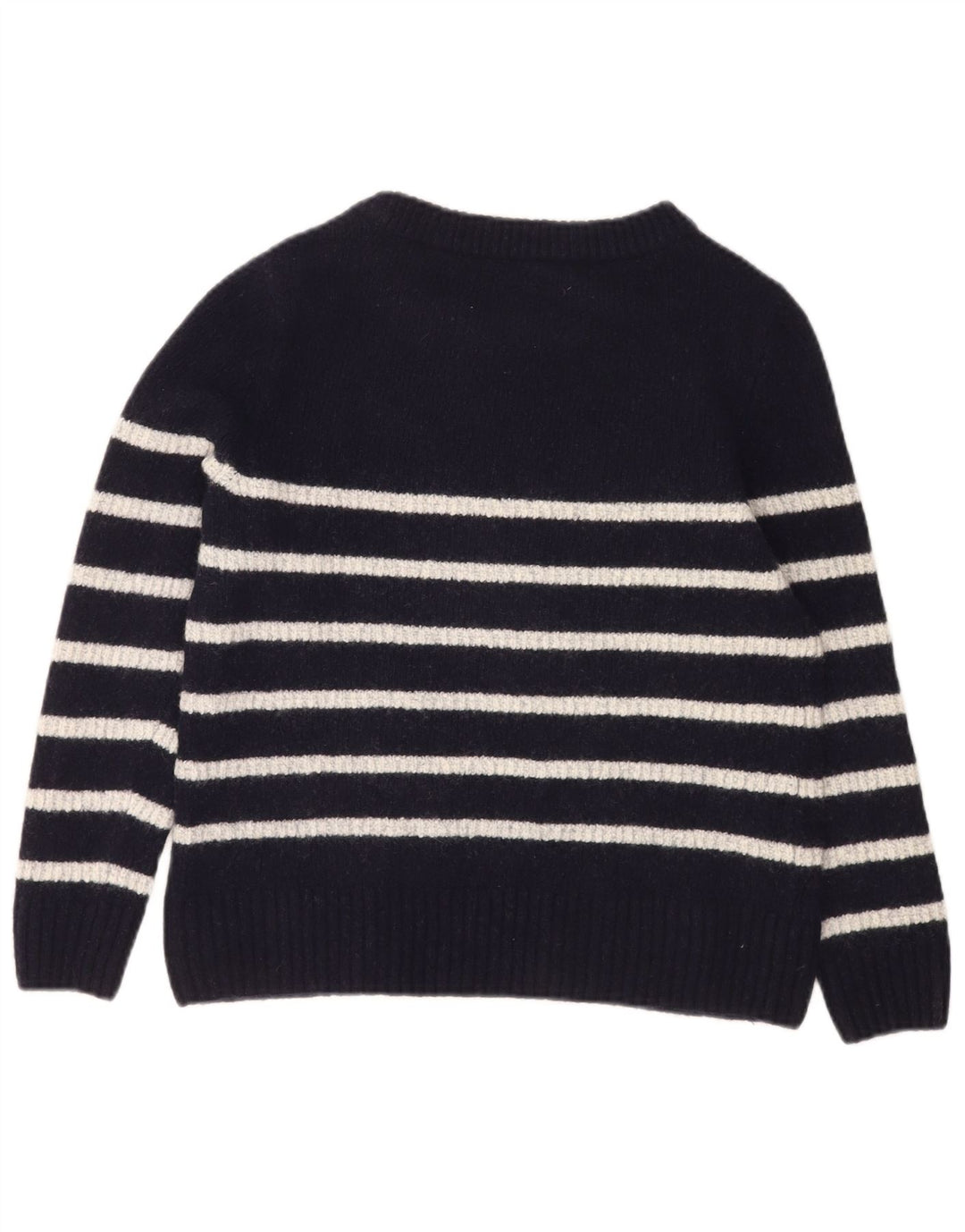 Barbour Dame Boat Neck Jumper Sweater UK 14 Mellem marineblå stribet uld