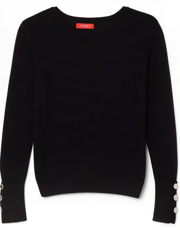 Guess Womens Boat Neck Jumper Sweater UK 14 Medium Black Viscose
