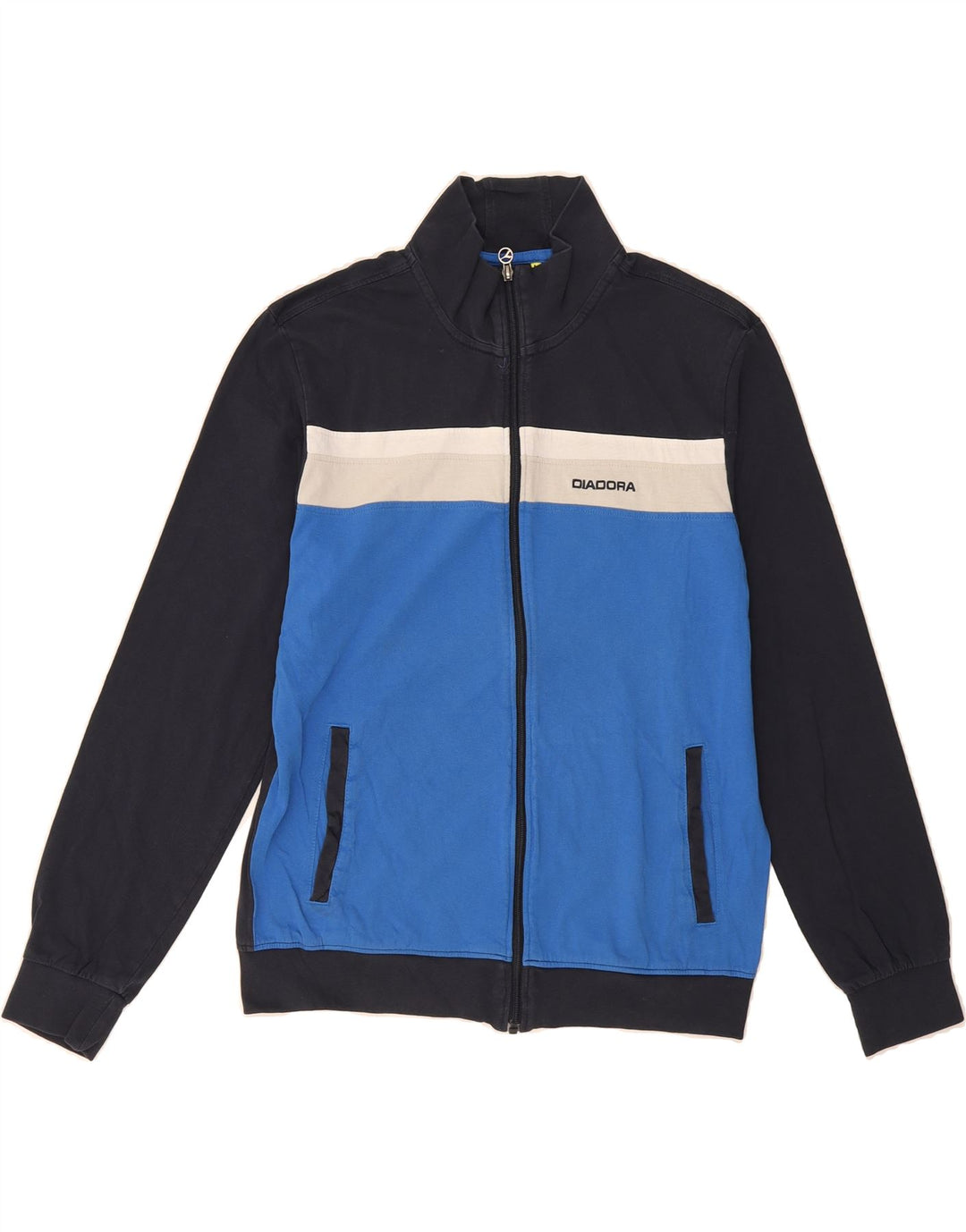 DIADORA Womens Tracksuit Top Jacket UK 16 Large Navy Blue Colourblock Vintage Diadora and Second-Hand Diadora from Messina Hembry 