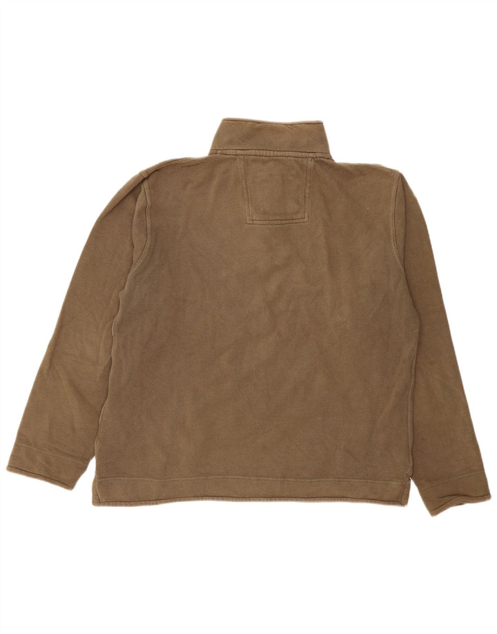 Besætningstøj Herre Zip Neck Sweatshirt Jumper Stor Khaki Bomuld