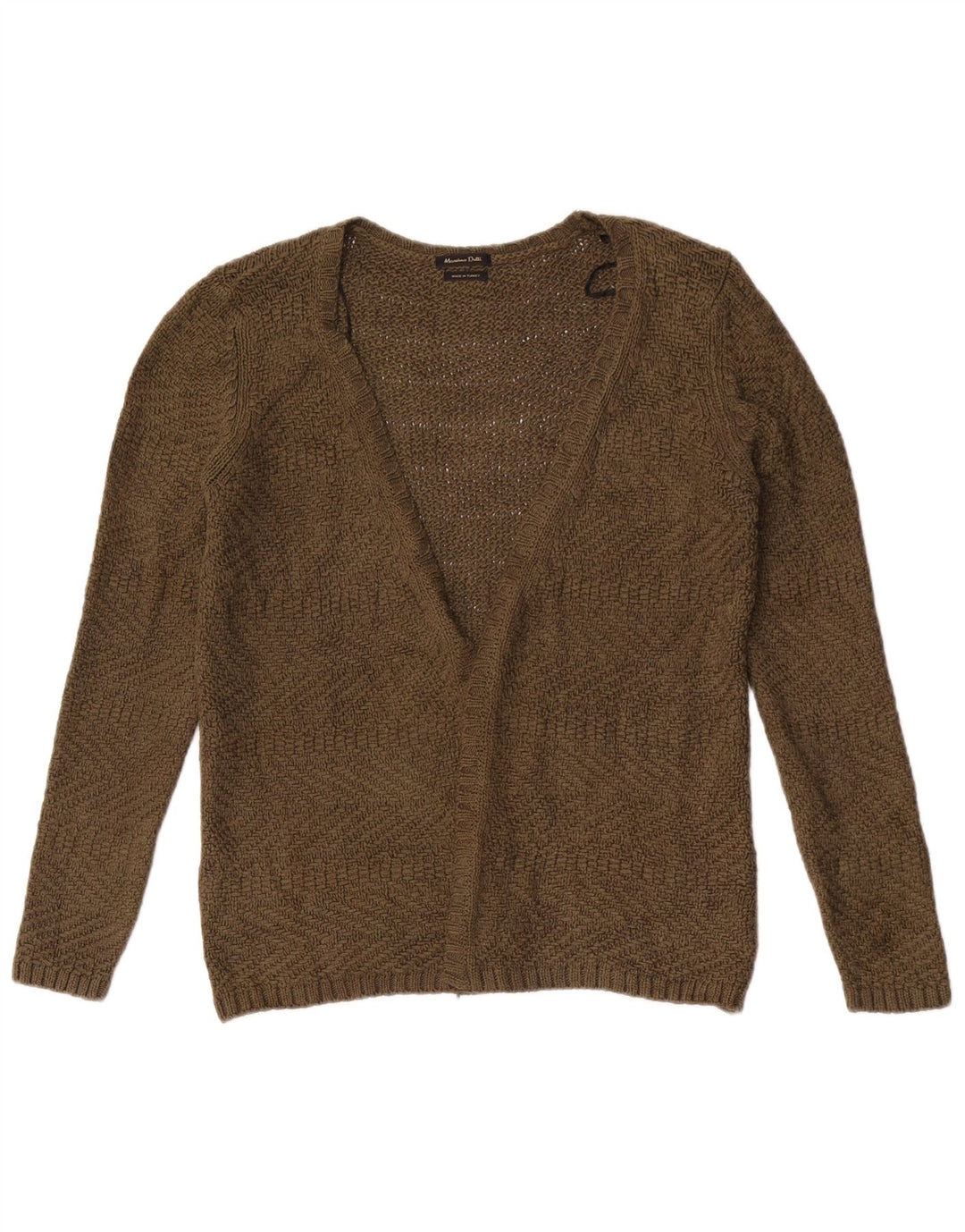 Massimo Dutti Dame Open Cardigan Sweater UK 12 Medium Khaki