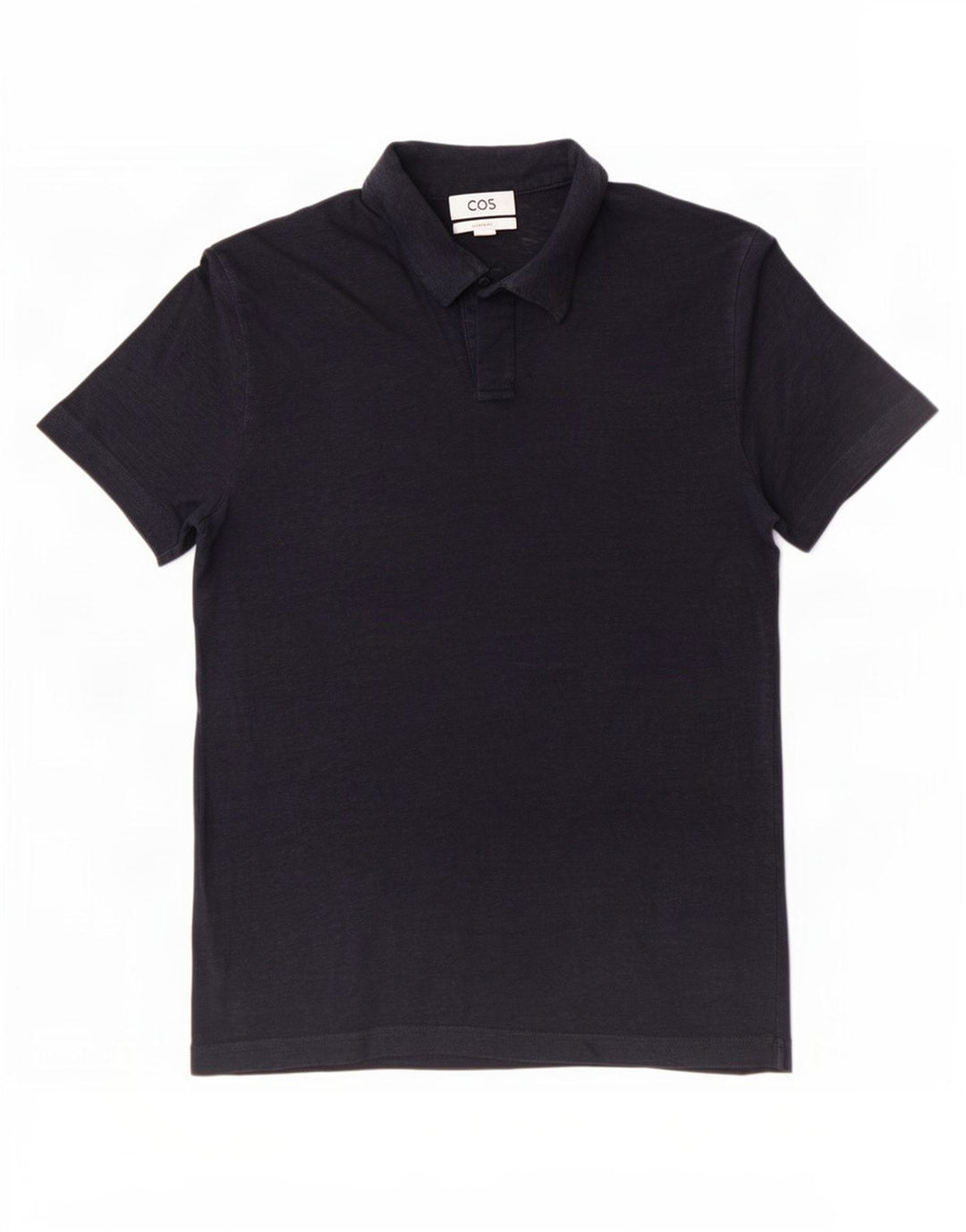 Cos Herre Regular Polo Shirt Small Navy Blue Linen