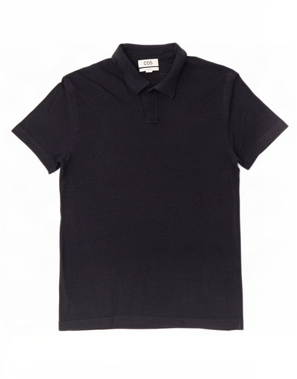 Cos Herre Regular Polo Shirt Small Navy Blue Linen