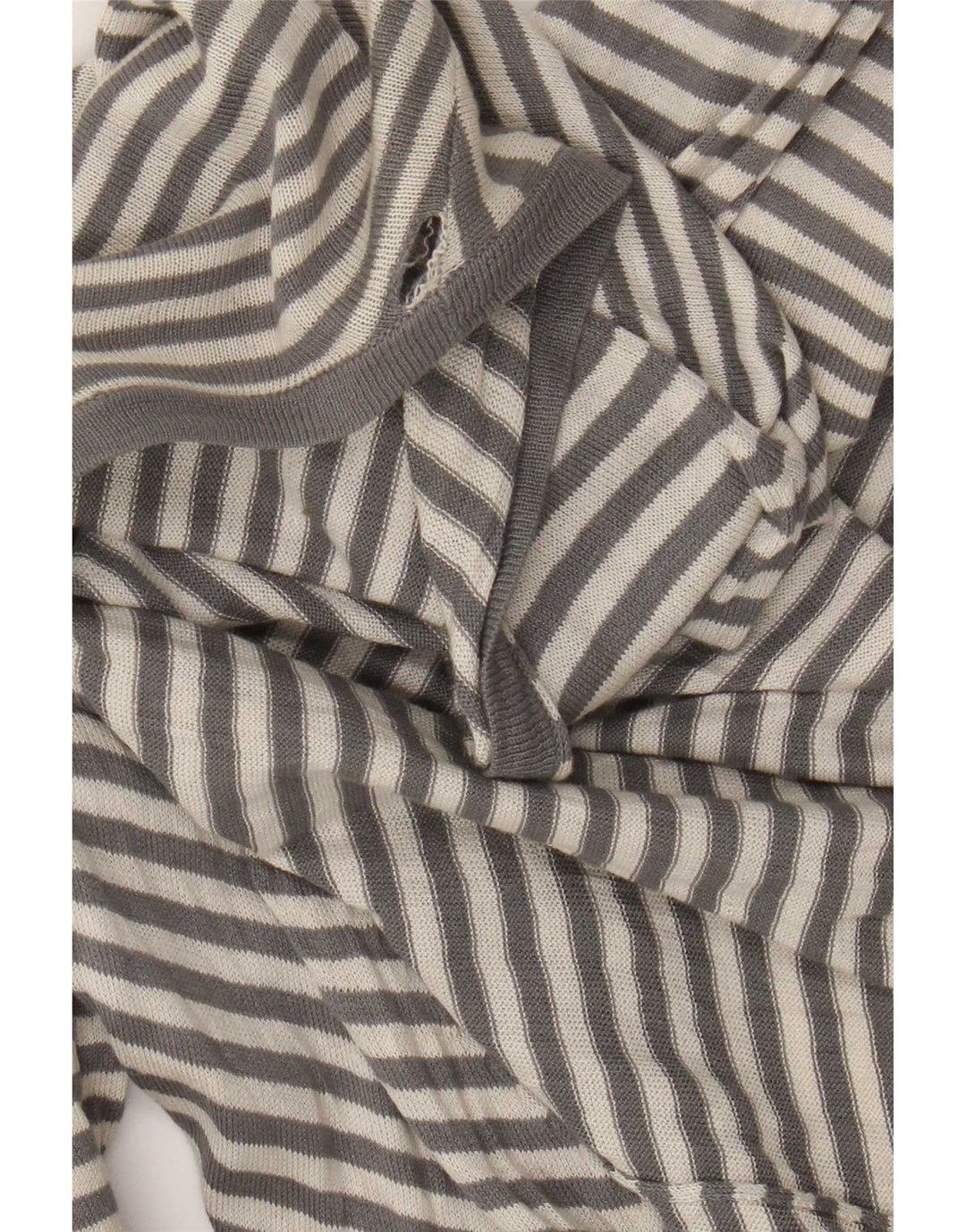 Zara Dame Longline Asymmetrisk Cardigan Sweater UK 12 Medium Grå Stribet
