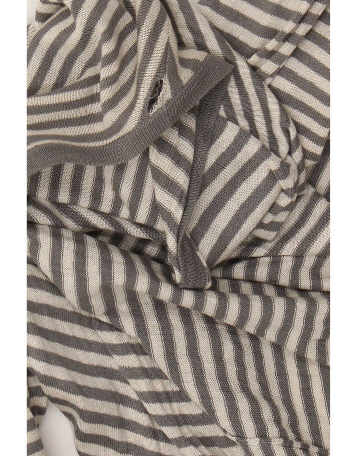 Zara Dame Longline Asymmetrisk Cardigan Sweater UK 12 Medium Grå Stribet