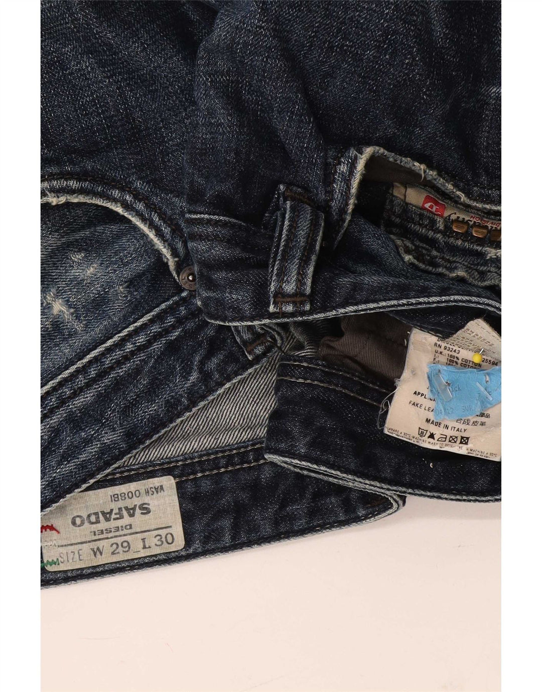 Diesel Herre Safado Distressed Slim Jeans W29 L30 Blå Bomuld
