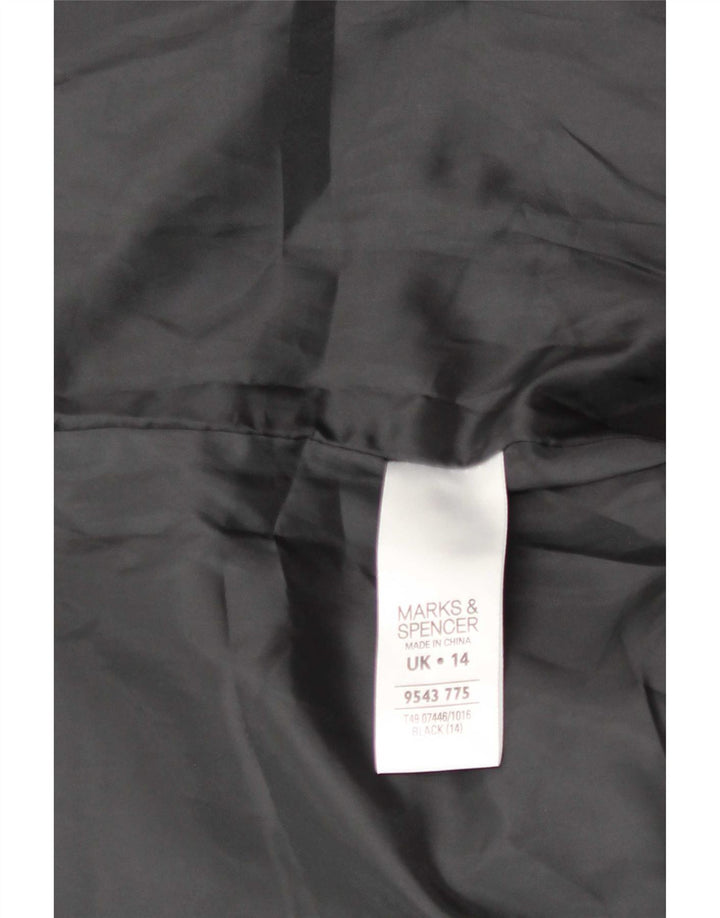 Marks & Spencer Dame 4-knaps blazerjakke UK 14 Medium Sort Polyester