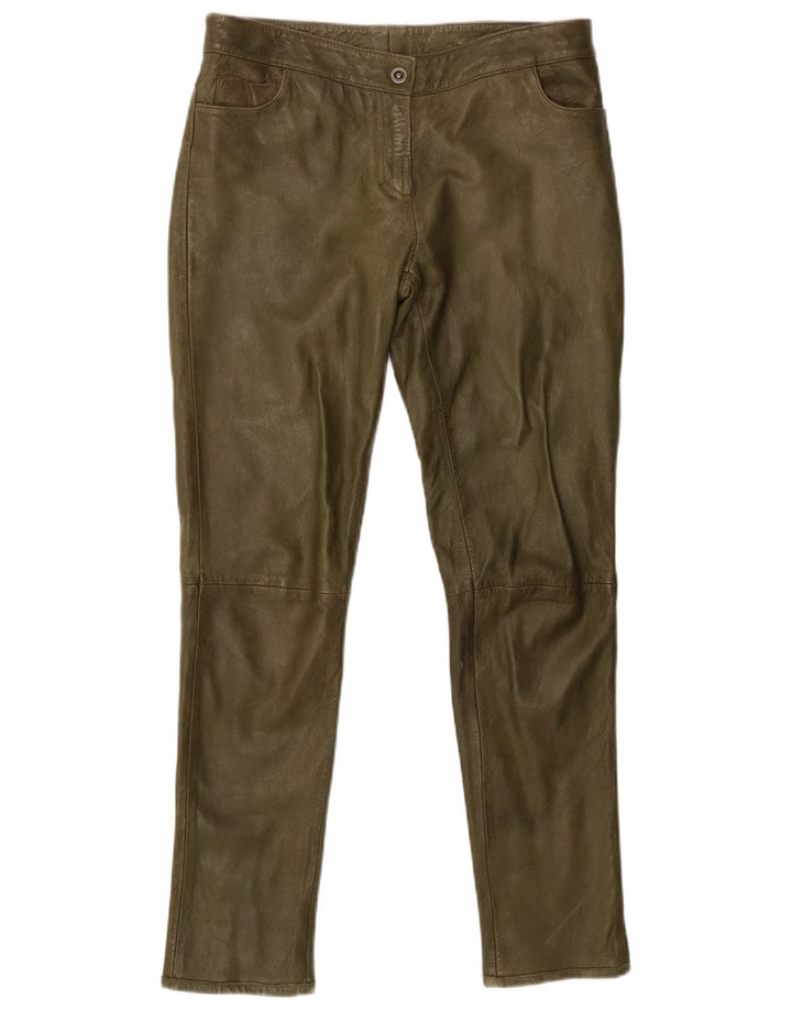 Vintage slanke læderbukser til kvinder W30 L29 grønt læder