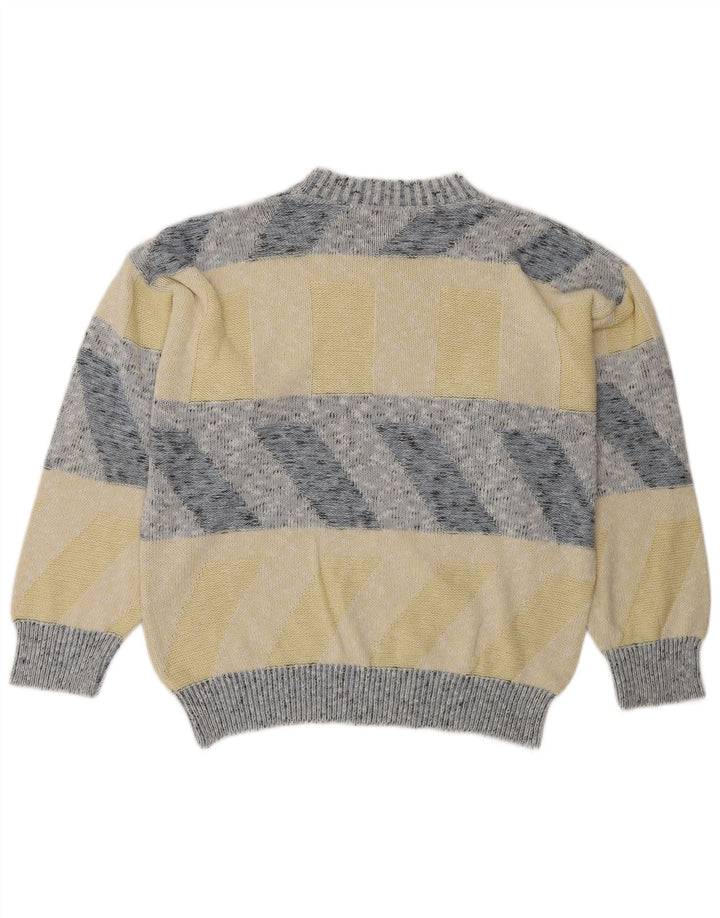 Vintage herre rund hals sweater XL flerfarvet stribet