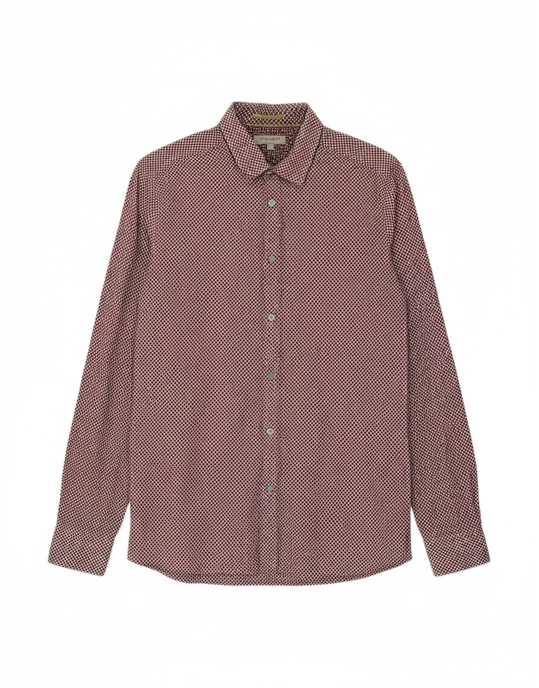 TED BAKER Mens Shirt Size 3 Medium Burgundy Geometric Cotton