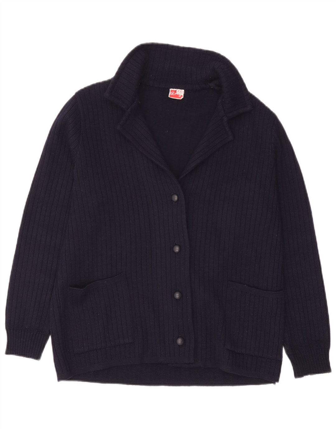 Vintage dame cardigan sweater UK 14 Stor marineblå uld