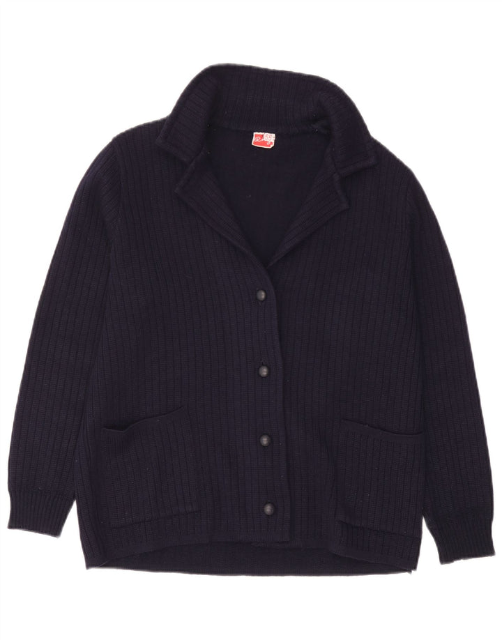 Vintage dame cardigan sweater UK 14 Stor marineblå uld