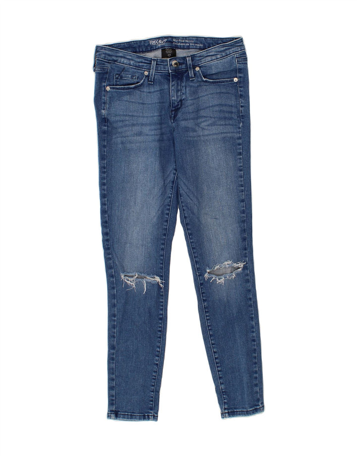 MOSSIMO Womens Distressed Mid Rise Skinny Jeans US 4 Small W26 L27 Blue Vintage Mossimo and Second-Hand Mossimo from Messina Hembry 