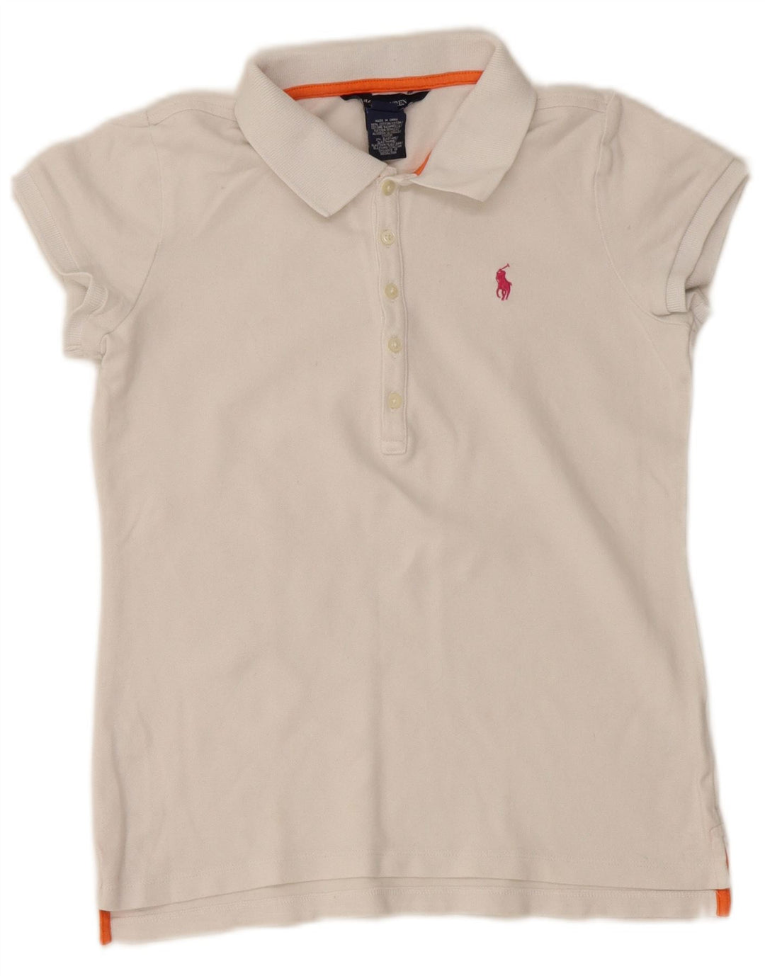 RALPH LAUREN Pige Polo Shirt 12-13 År Stor Hvid Bomuld