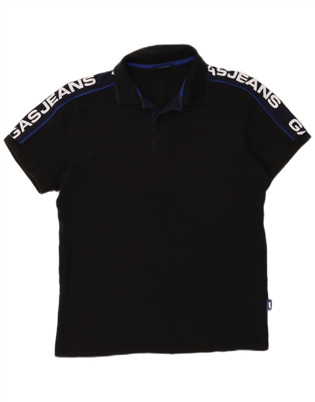 Gas Herre grafisk poloshirt Medium Sort Colourblock Bomuld