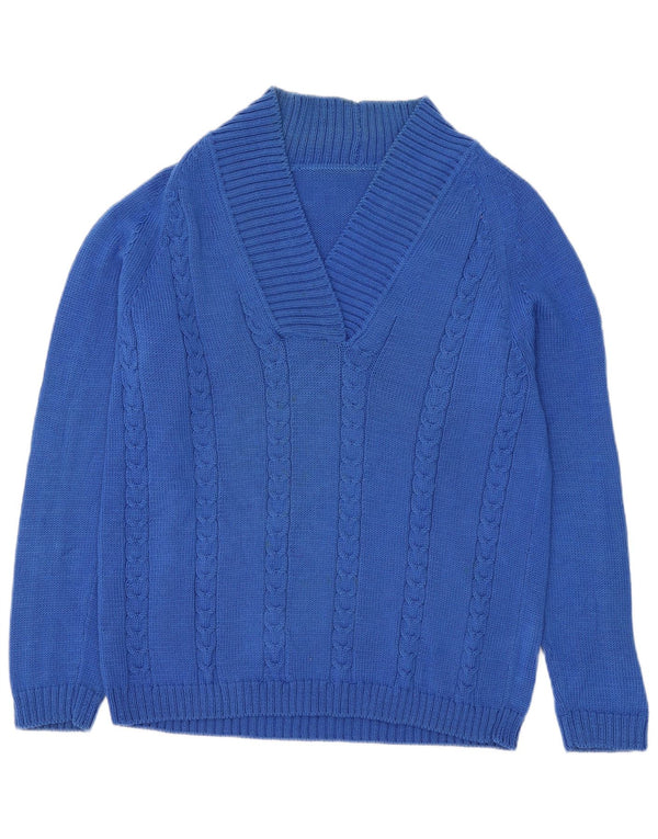 Vintage herre V-hals sweater mellemblå