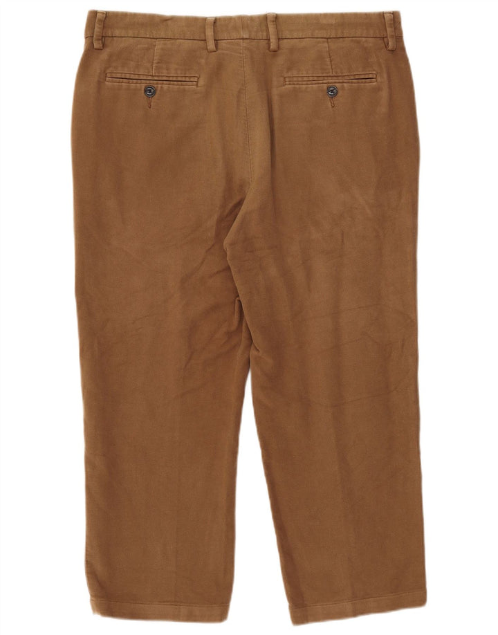 Marks & Spencer Herre Regular Capri Bukser W36 L23 Beige Bomuld