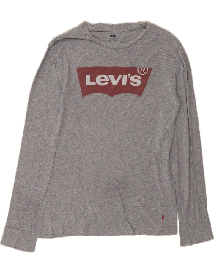 LEVI'S Mens Graphic Top Long Sleeve Small Grey Cotton Vintage Levi's and Second-Hand Levi's from Messina Hembry 
