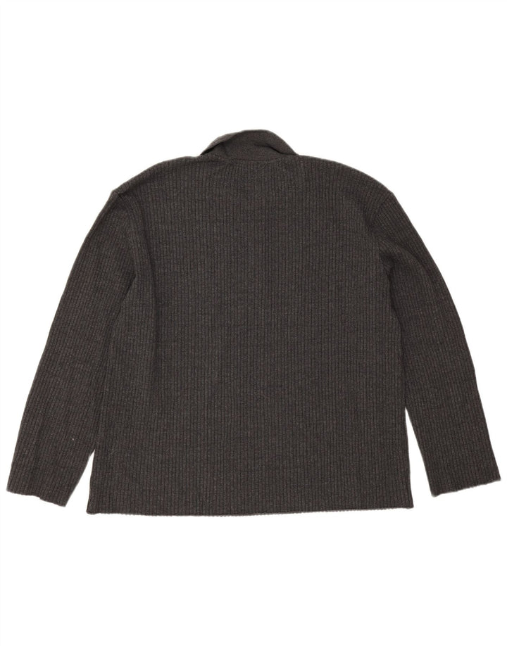 Zara Herre Polo Neck Jumper Sweater Stor Grå Polyester