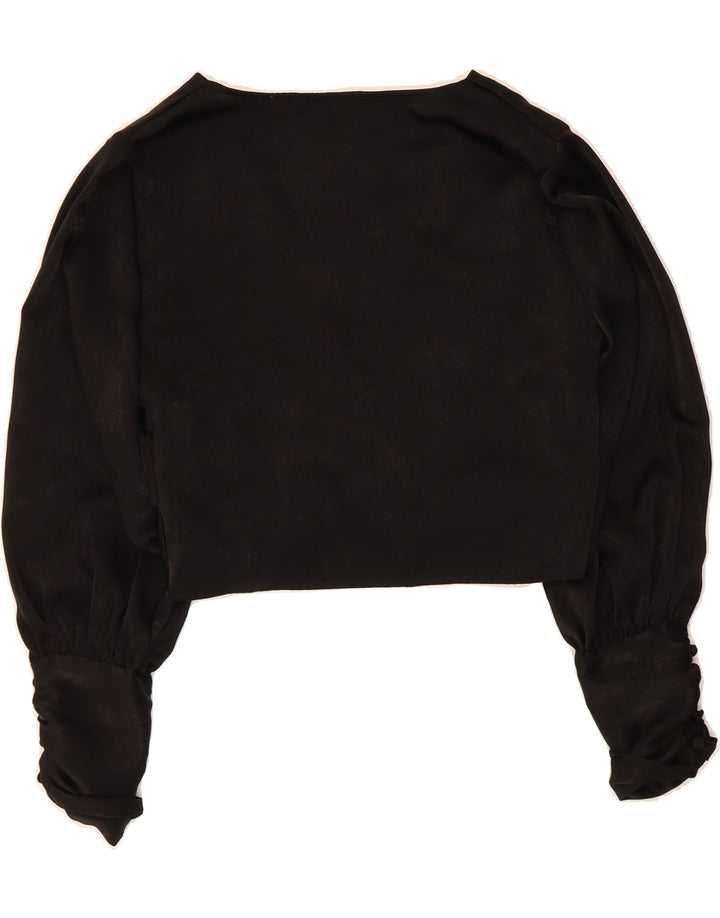 ZARA Womens Crop Long Sleeve Blouse Top UK 10 Small Black Polyester Vintage Zara and Second-Hand Zara from Messina Hembry 