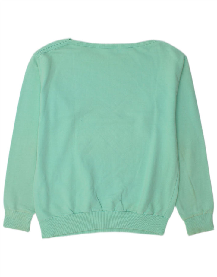 VINTAGE Dame Sweatshirt Jumper IT 42/44 Medium turkis bomuld
