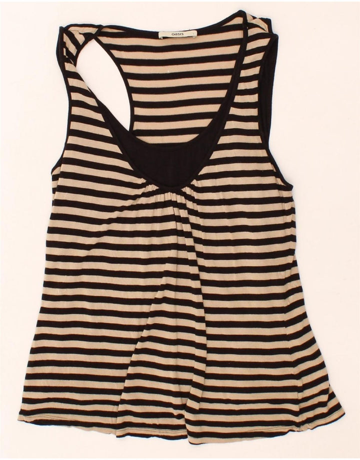 OASIS Womens Vest Top UK 14 Large Beige Striped Viscose Vintage Oasis and Second-Hand Oasis from Messina Hembry 