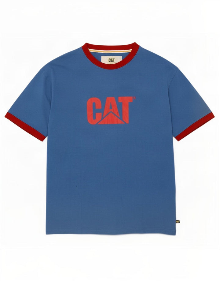 Caterpillar Herre grafisk T-shirt Top XL Blå Polyester