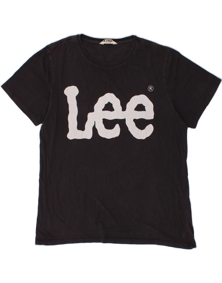 LEE Womens Graphic T-Shirt Top UK 16 Large Black Cotton Vintage Lee and Second-Hand Lee from Messina Hembry 