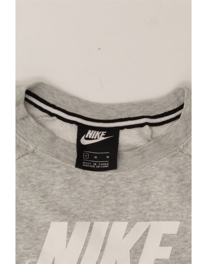 NIKE Womens Graphic Sweatshirt Jumper UK 14 Medium Grey Cotton Vintage Nike and Second-Hand Nike from Messina Hembry 