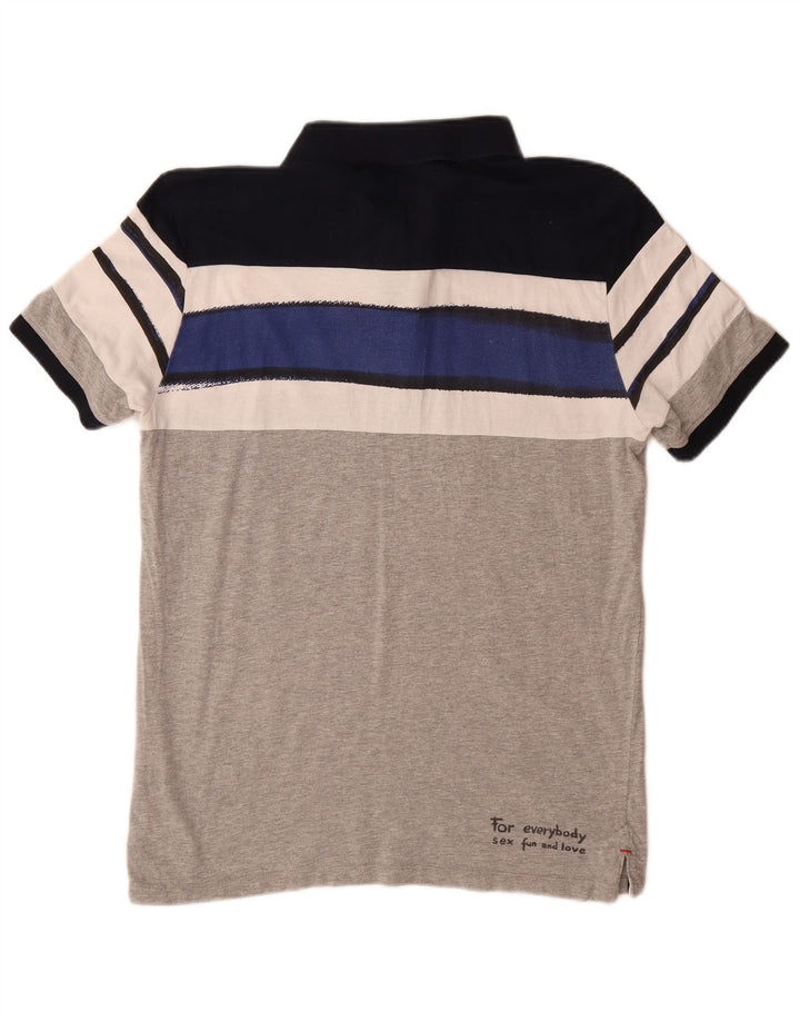 Desigual Herre grafisk poloshirt Stor grå bomuld