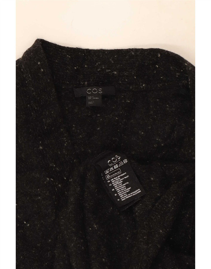 Cos Womens Oversized Cardigan Sweater UK 10 Small Black Flecked Wool