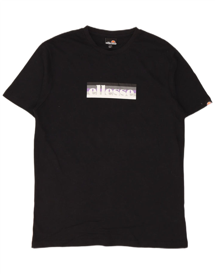 ELLESSE Herre grafisk T-shirt Top Medium Sort Bomuld