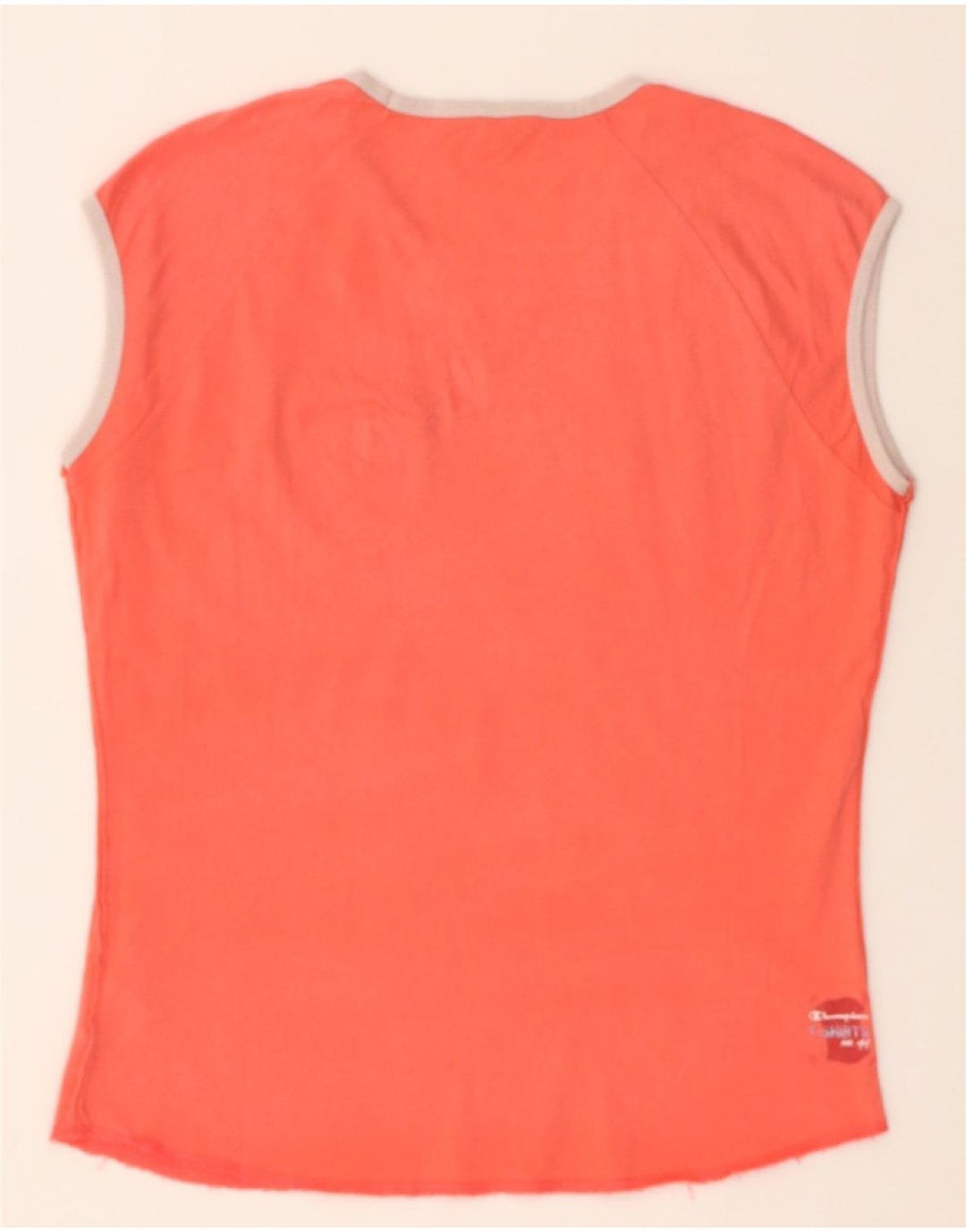CHAMPION Womens Graphic Vest Top UK 14 Large Orange Cotton Vintage Champion and Second-Hand Champion from Messina Hembry 