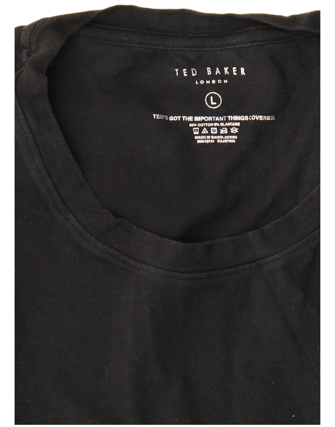 Ted Baker Herre T-Shirt Top Stor Sort Bomuld