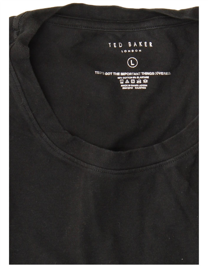 Ted Baker Herre T-Shirt Top Stor Sort Bomuld