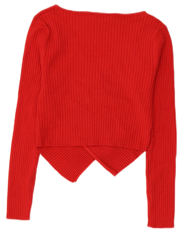 Miss Selfridge Womens Crop V-hals sweater UK 10 Small Red Viscose